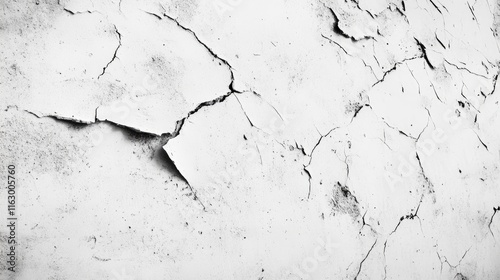 White cracked wall background highlighting wear and neglect with a textured appearance ideal for vintage or distressed design themes photo