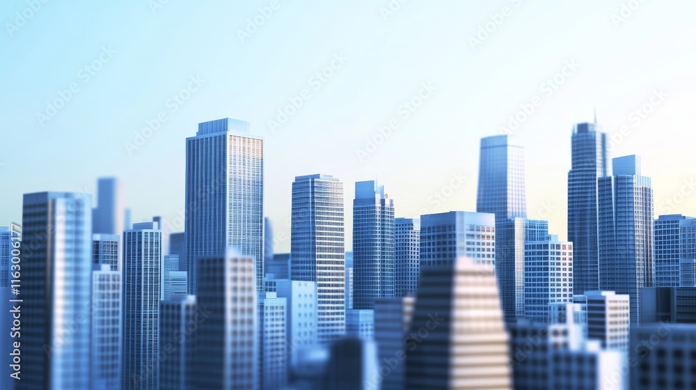 Modern skyline with glass buildings and towers. Modern skyline with glass buildings and towers.