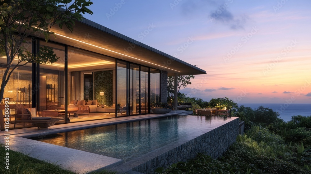 Luxury Villa with Infinity Pool and Ocean View at Sunset Luxury Villa with Infinity Pool and Ocean View at Sunset