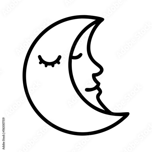 Crescent moon with a face