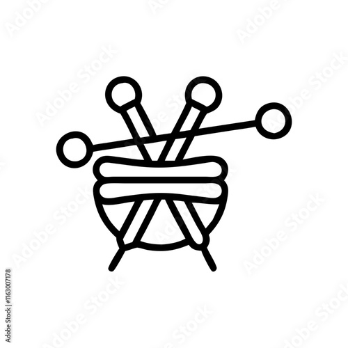 Knitting needles with yarn