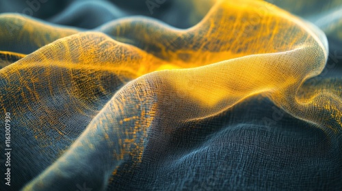 Artistic yellow light effect on soft fabric for creative image editing background design