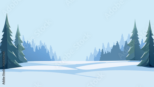 Winter landscape, simple style wallpaper, pastel colors abstract vector background.