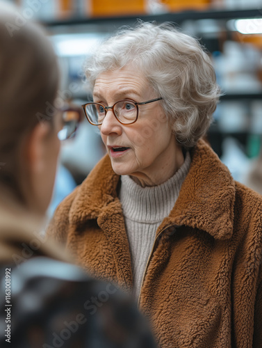 Senior researchers collaborate in discussion during science class photo