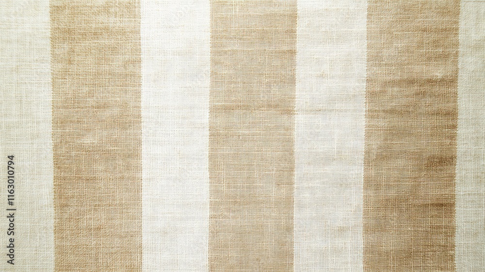Fototapeta premium Textured Striped Cotton Fabric in Natural Light Showcasing Smooth Surface and Earthy Tones Suitable for Upholstery and Fashion Design