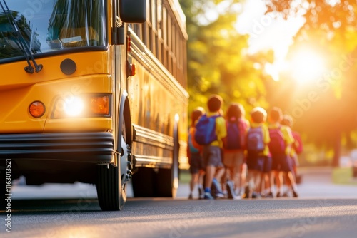 A school bus with children