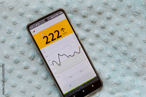 high blood sugar, glucose alarm for diabetics. blood glucose monitoring in the smartphone app
