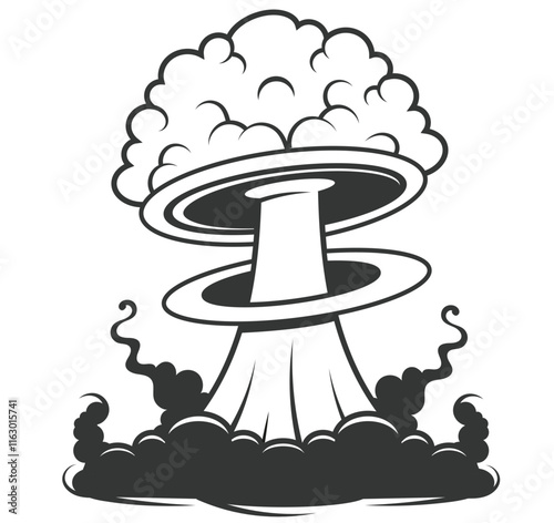 Nuclear bomb explosion vector icon isolated on black background