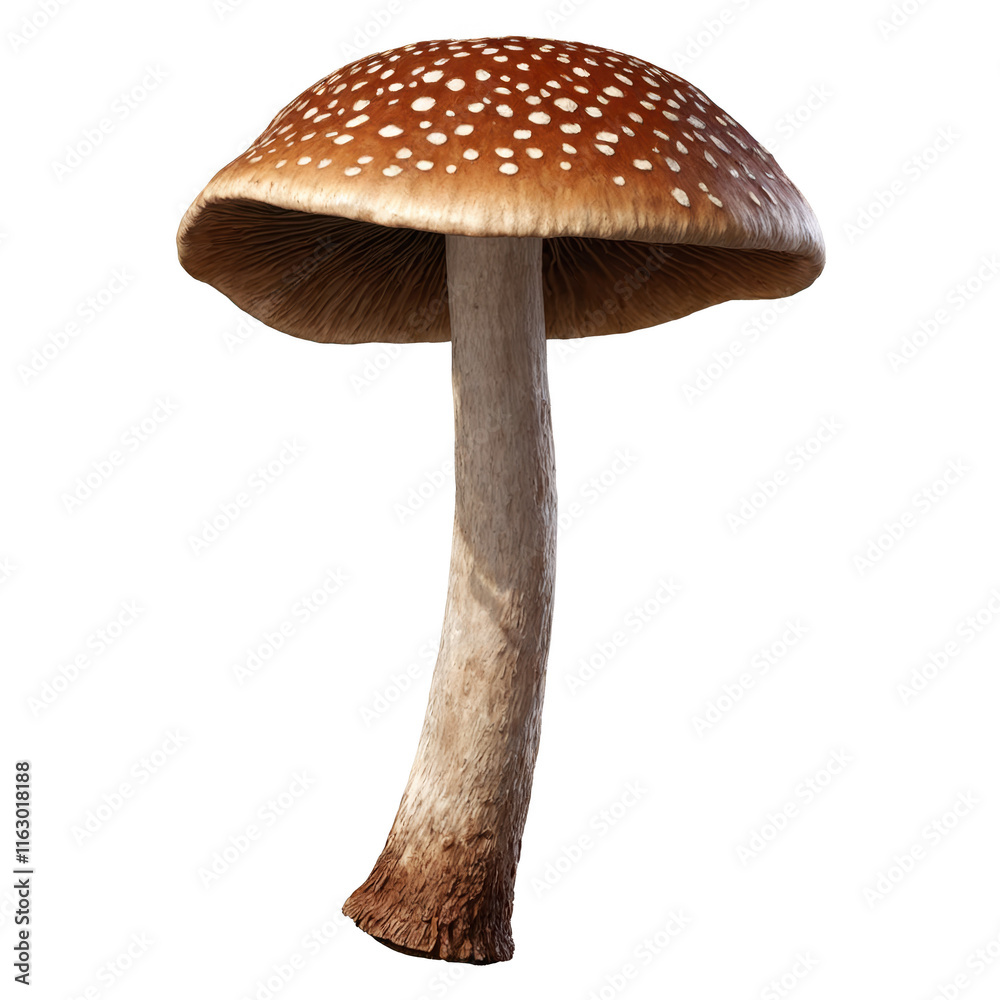 Realistic depiction of a porcini mushroom featuring a thick stalk and distinct cap texture Realistic depiction of a porcini mushroom featuring a thick stalk and distinct cap texture