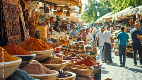 Vibrant street market in marrakech showcasing local culture and spices