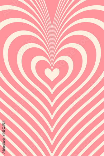 Hypnotic concentric hearts groovy background