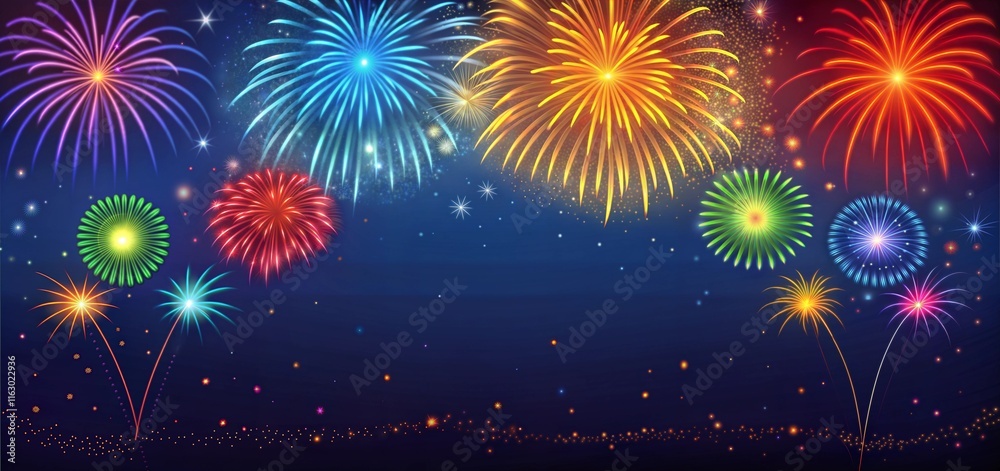Fototapeta premium Happy Fireworks Background generate ai