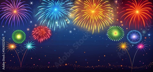 Happy  Fireworks Background  generate ai