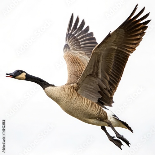 Goose Soaring Through the Air Showcasing a Full Body Jump. Generative AI photo