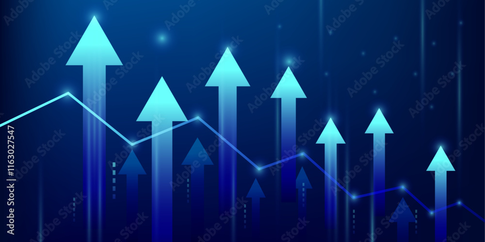 startup arrow up growth digital blue abstract background. stock graph investment to success. financial data graph startup arrow up growth digital blue abstract background. stock graph investment to success. financial data graph