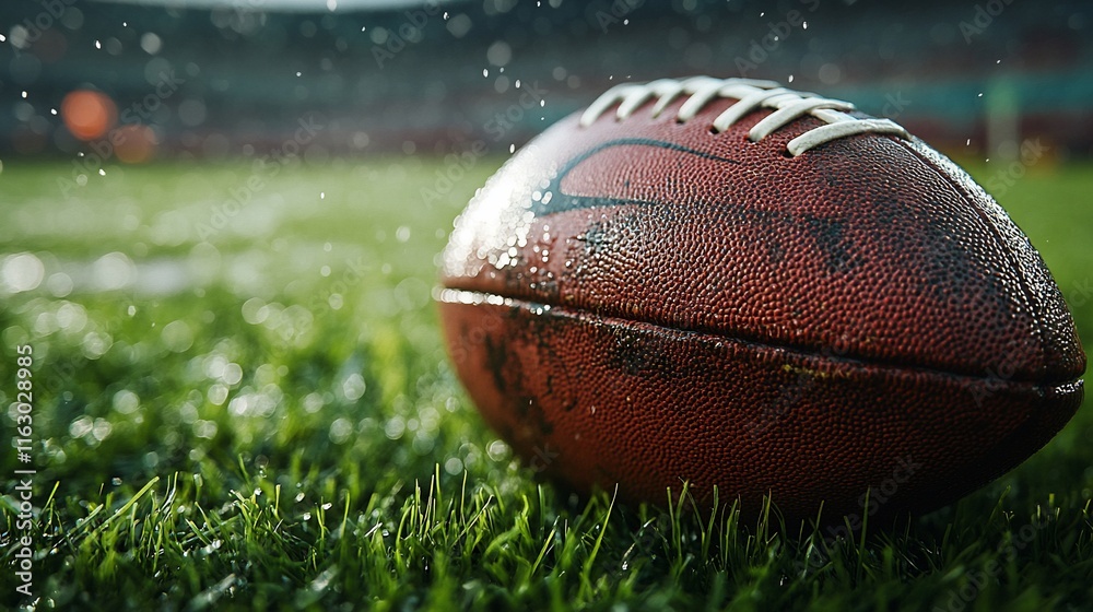 Obraz premium American Football on a Rainy Day