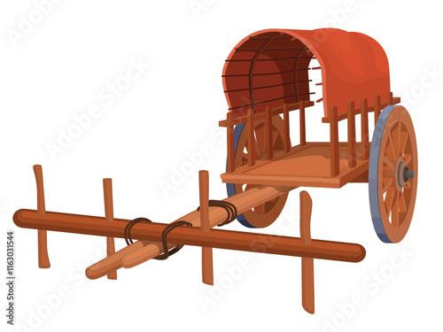 Vector Illustration of a Traditional Indian Bullock Cart