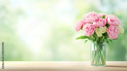 Wallpaper Mural Elegant Pink Peonies in a Vase on Table 2 Torontodigital.ca