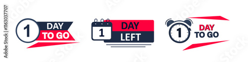 1 day left. Countdown. Colored icon. One day left. Limited offer concept. Vector illustration.	