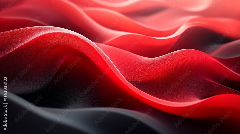 Obraz premium Abstract Red and Black Waves: A Study in Texture and Light
