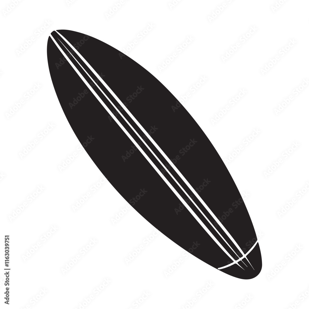 surfboard silhouette, black and white silhouette, vector and illustration surfboard silhouette, black and white silhouette, vector and illustration