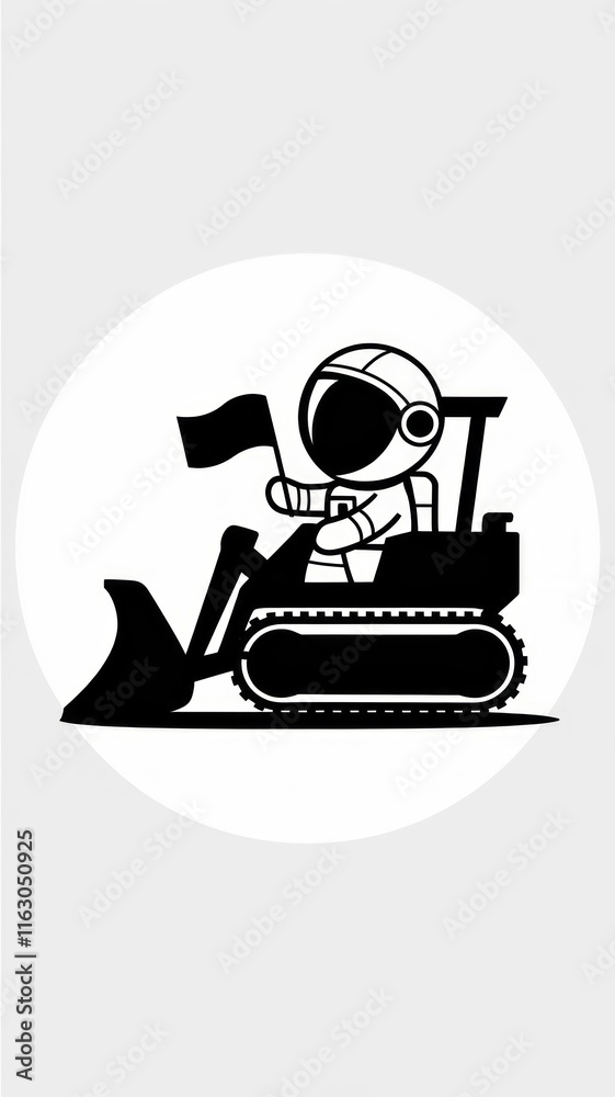 Cute Astronaut in Bulldozer Silhouette Vector Illustration Generative aI Cute Astronaut in Bulldozer Silhouette Vector Illustration Generative aI