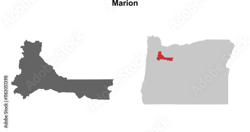 Marion County (Oregon) blank outline map set