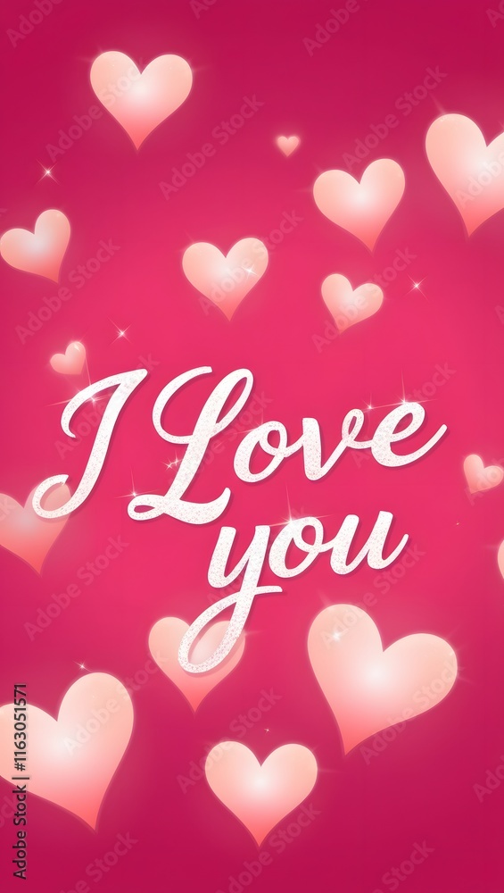 pink background with a heart sign and the words I LOVE YOU pink background with a heart sign and the words I LOVE YOU