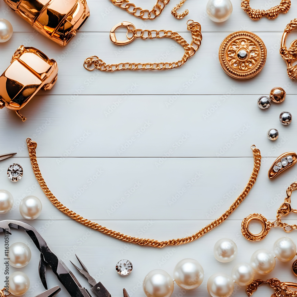 Fototapeta premium Golden Jewelry Making Illustration