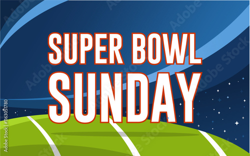Super Bowl Sunday text banner with extrude effect. Happy Super Bowl Sunday. Best for banners, posters, cards, and social posts. vector illustration
