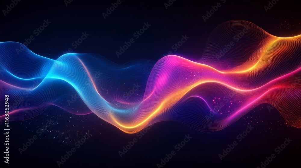 Fototapeta premium Abstract Colorful Waves Flowing Dark Background