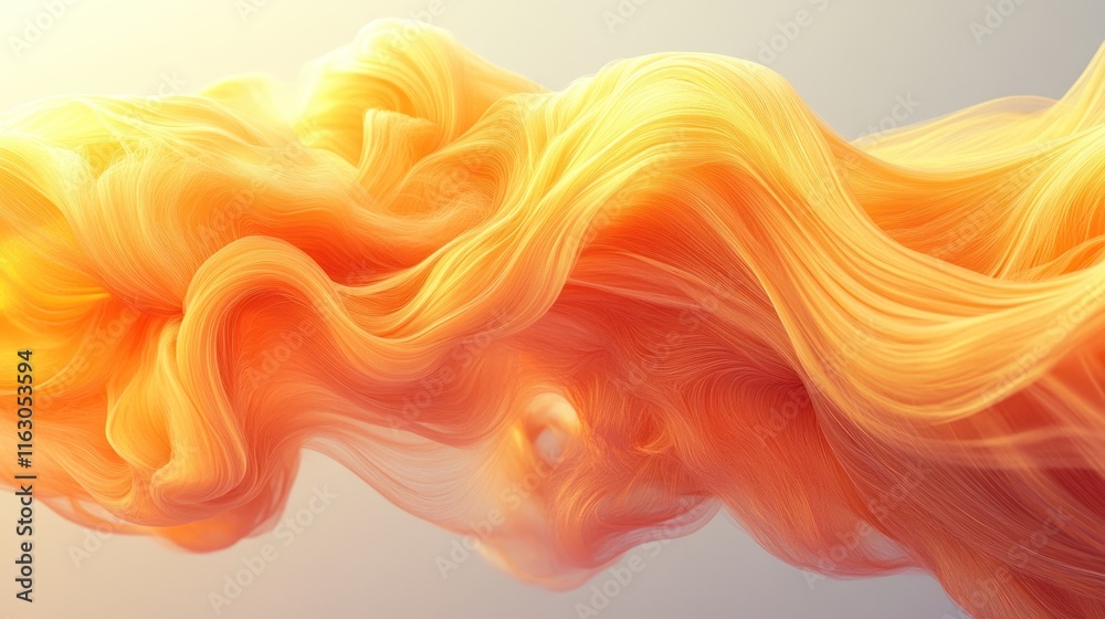 Fototapeta premium Abstract orange flowing wave, 3D render.