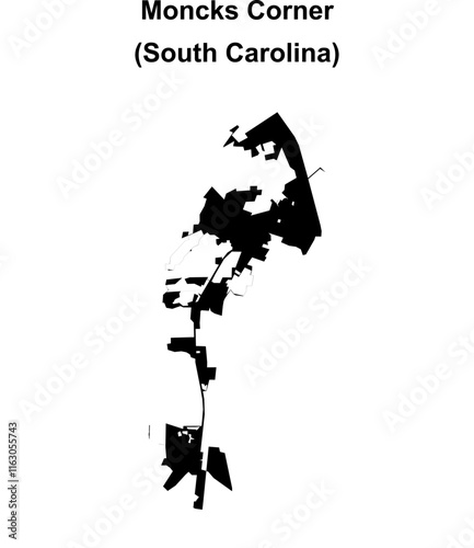 Moncks Corner (South Carolina) blank outline map