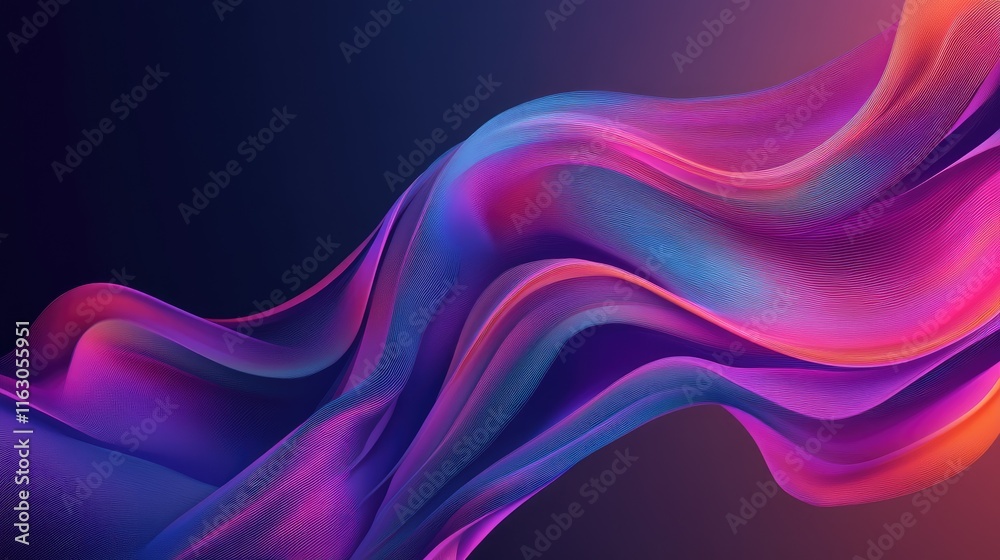 Naklejka premium A dynamic holographic projection with abstract motion graphics, blending soft gradients and bold transitions