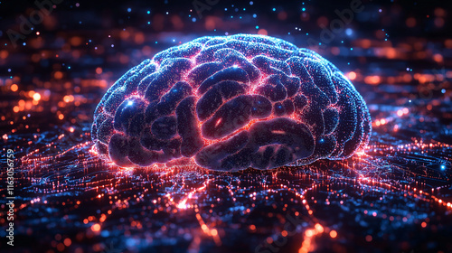 Futuristic AI brain made of glowing