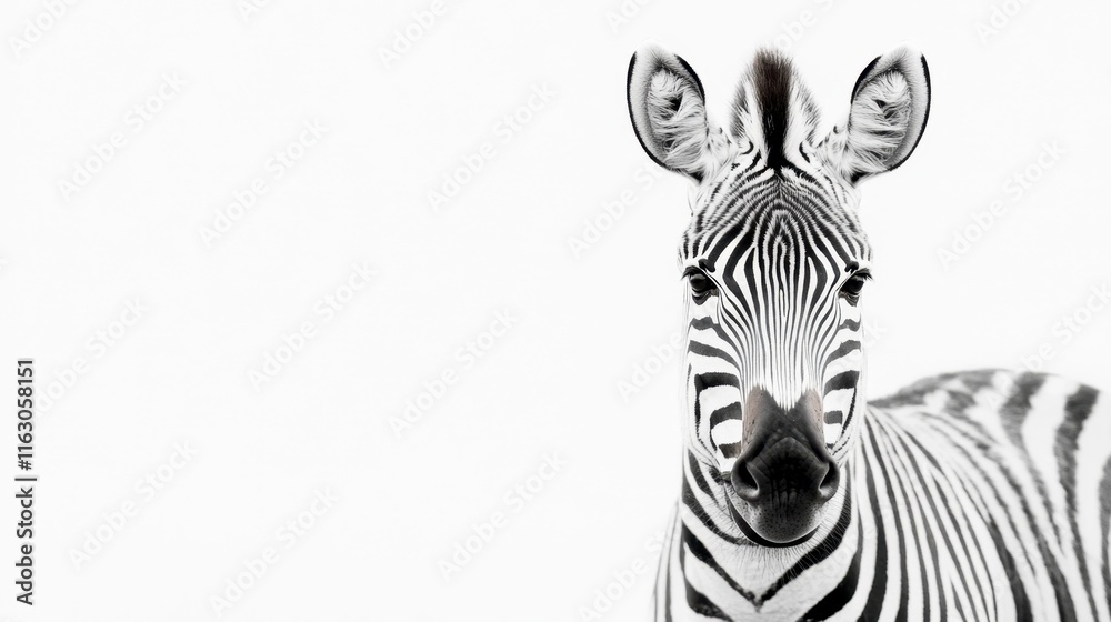 Close-Up Portrait of a Smiling Zebra Against White Background Close-Up Portrait of a Smiling Zebra Against White Background