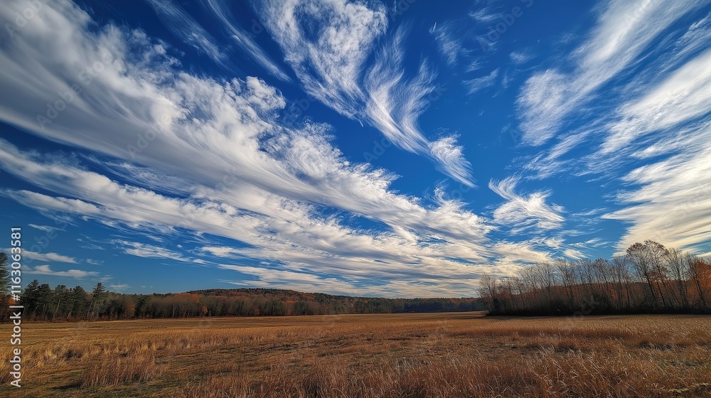 Obraz premium A field of grass with a blue sky and clouds