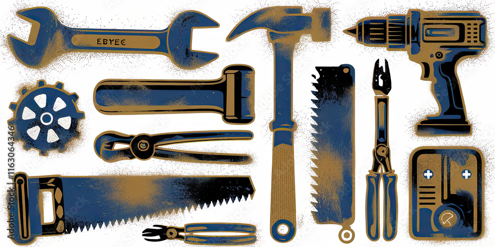 Obraz premium Tools Equipment Collection Hand Tools Power Tools Workshop