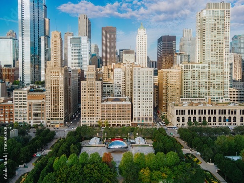 Cuadro en lienzo Chicago skyline, Millennium Park, Cloudless day