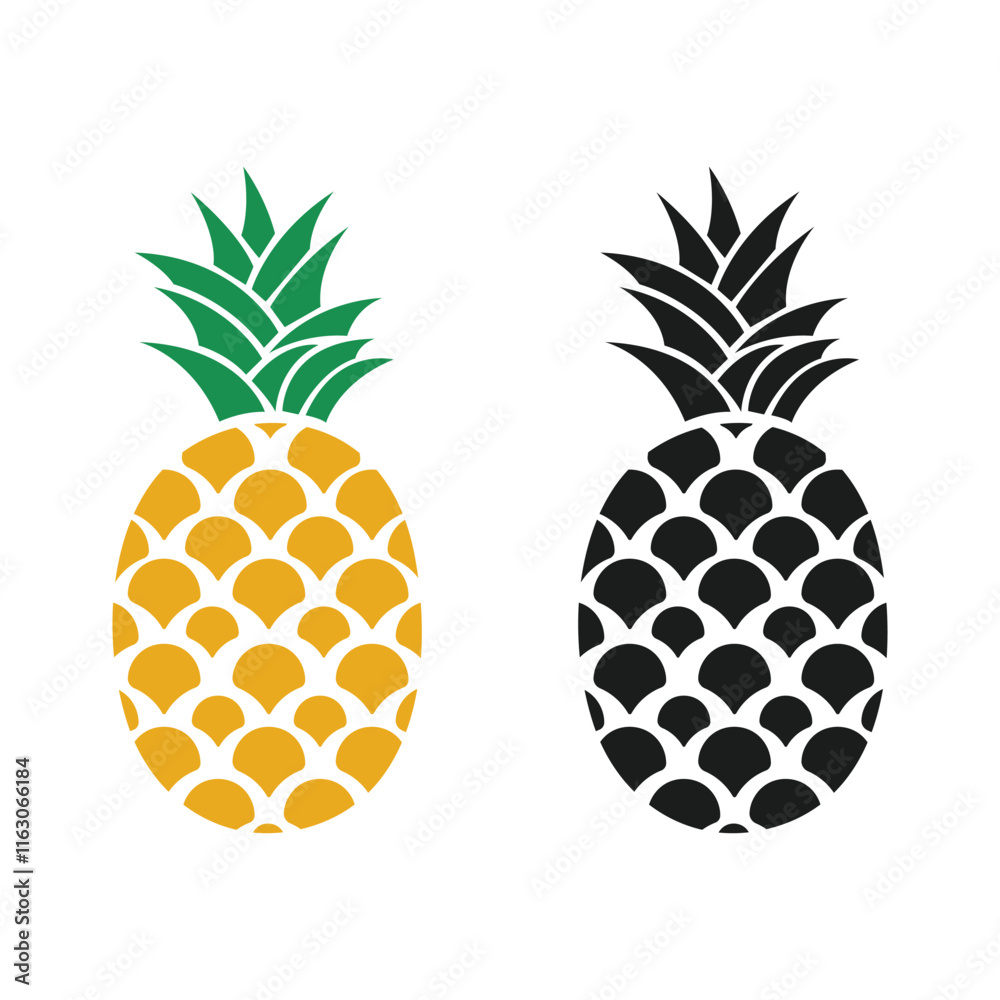 Minimalist pineapple vector art illustration