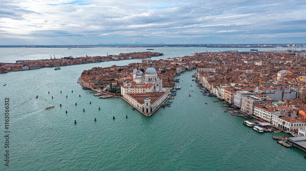 Panorama of Venice from a drone. Venice, Italy. December 2024