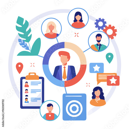 Recruitment strategy visualization showing streamlined processes and candidate profiles for efficient hiring