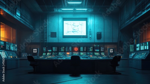 A high-tech control room overseeing the electricity production from a major hydroelectric dam photo