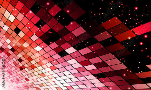 digital networking technology abstract red background, perspective grid sparkle and science space. square pattern dimension. shiny light.