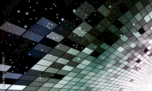 digital networking technology abstract dark background, perspective grid sparkle and science space. square pattern dimension.