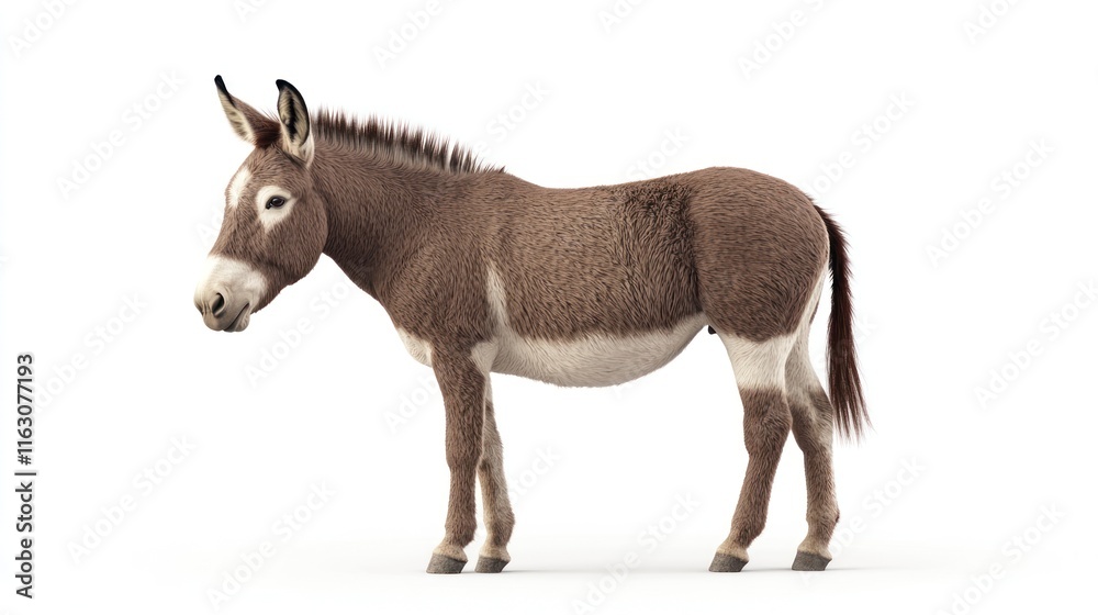 Brown donkey standing profile. Brown donkey standing profile.