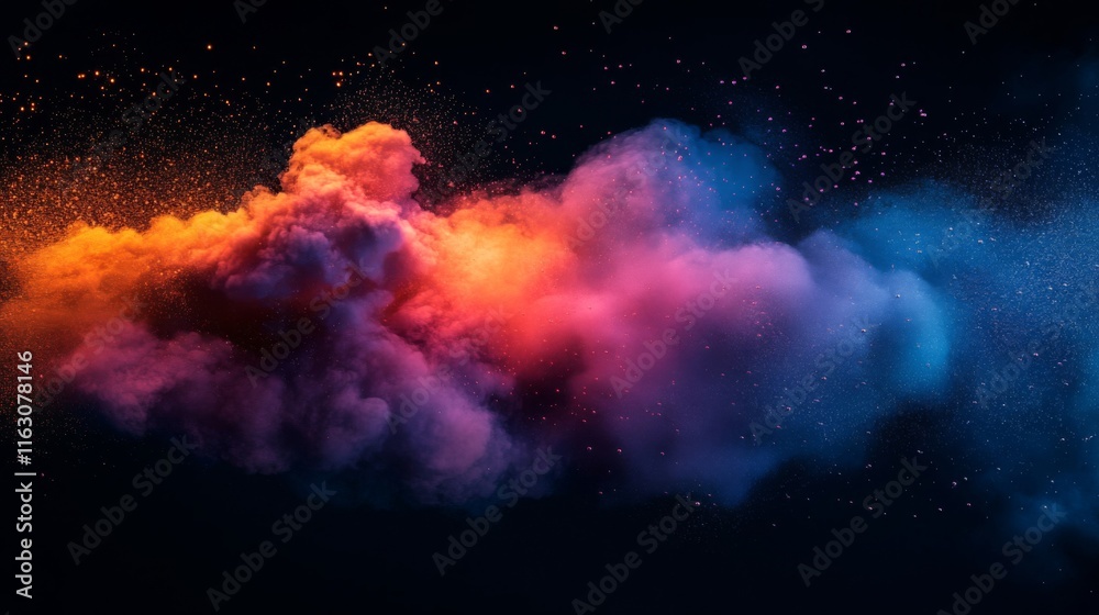 Fototapeta premium Vibrant Colorful Smoke Explosion Against Dark Background