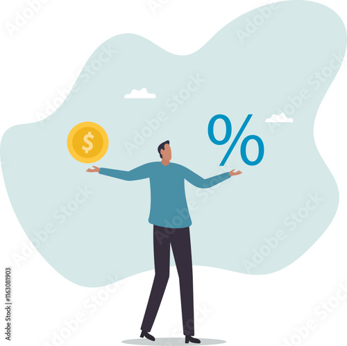 Lending, mortgage or loan interest rate, financial credit, economy growth or income tax calculation, debt or financial credit,business concept.flat character.