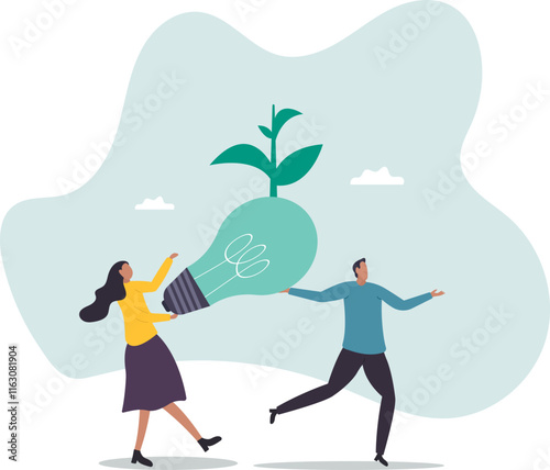 Sustainability, ESG, eco environment friendly or clean energy solution, green renewable power, reuse or recycle ecosystem, green corporate .business concept.flat character.