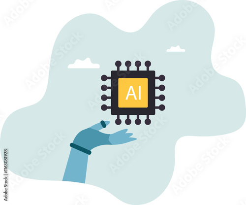 Generative AI artificial intelligence to generate output or answer question in automatic chat, deep learning or machine learning technology.business concept.flat character.